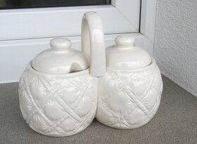 Porcelánová nádoba na omáčky/oleje, motiv lístečků - 7