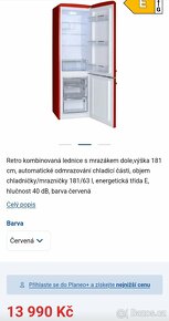 Retro kombi lednice mrazák Amica červená - 7
