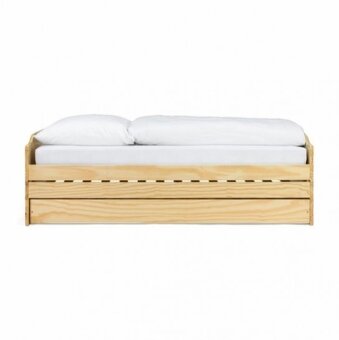 Postel, rozkládací dřevěná postel na tři lůžka - 7