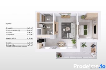 Prodej bytu 2+kk, 48m2 - Znojmo, ev.č. 100037 - 7