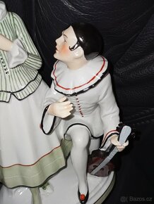 Fasold Stauch Pierrot a kolombína porcelán soška - 7