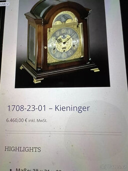 Stolní hodiny KIENINGER kyvadlo s klíčem - 7