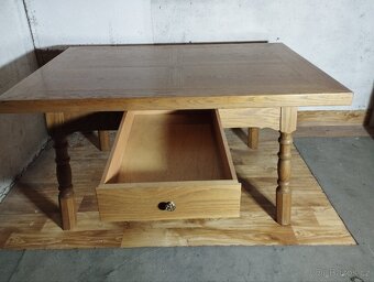 Masivní dubový stůl se šuplikem a 6 židlí - 7