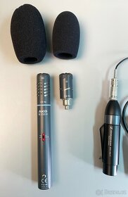 Mikrofony AKG, větrná ochrana, klopák, Tascam - 7