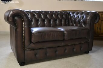 Kožená, Chesterfield sedací souprava 3+2+1. TOP - 7
