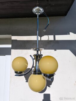 Starožitný Art Deco chromový lustr - 20-30. léta - 7