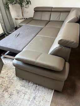 Kožená sedací souprava s taburetem - 7