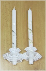 Křtící set LUX- rouška, svíce, ozdoba zlatá stříbrná - 7