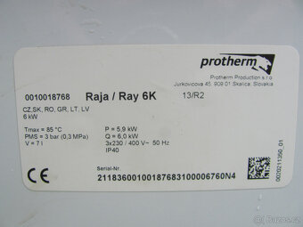 ELEKTROKOTEL PROTHERM RAY 6K - 6KW + TERMOSTAT - 7