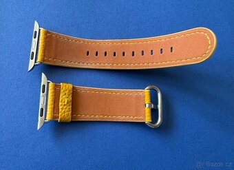 Kožené řemínky Apple Watch 42/44/45mm, bílý a žlutý - 7