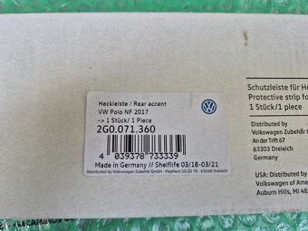 ozdobná lišta dveří kufru VW polo 2017-2021 2G0071360 - 7