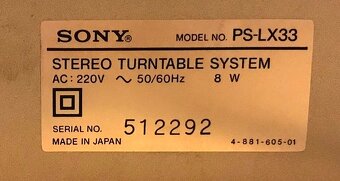 Gramofon SONY PS-LX 33 (1983) PLNÝ AUTOMAT ,PŘÍMÝ NÁHON ,SUP - 7