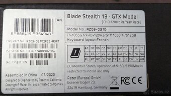 Herní notebook Razer Blade Stealth 13 GTX1650, i7, 16/512SSD - 7