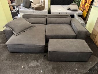 NOVÁ hnědá Sedací souprava Sirpio 270cm s taburetem Tkanina - 7