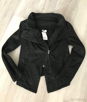 H&M motorkářská bunda, křivák koženka semiš S/36 - 7