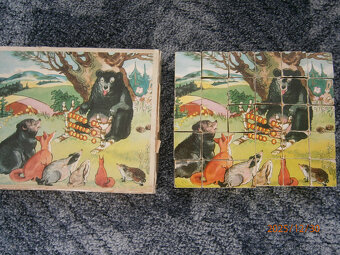 retro dřevěné kostky se zvířátky - 7