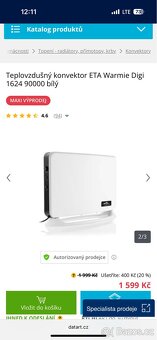 Teplovzdušný konvektor ETA Warmie Digi 1624 90000 bílý - 7