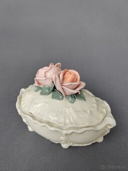 Krásná porcelánová dóza s růžemi od Karl Ens (1919-1945) - 7