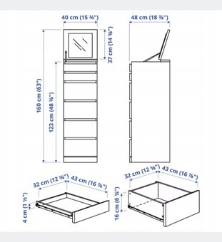 IKEA MALM Komoda 6 zásuvek 40x123 cm - 7
