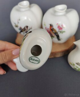 Miniaturní porcelánová váza a svícen ptáček od Arzberg - 7