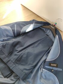 Pánský/chlapecký modrý oblek, slim, velikost 170/44 - 7