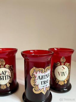 Sada starých skleněných lékárenských dóz - 7