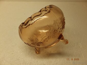 Art Deco, moc hezká rosalinová dóza na nožičkách. - 7