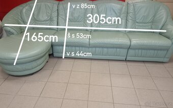 Kožená rohová sedací souprava - PRAVÁ KŮŽE, LongLife - 7