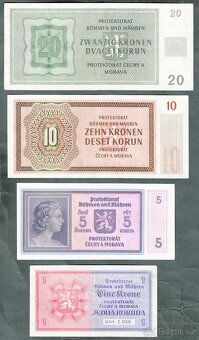 Staré bankovky válka PROTEKTORÁT KOMPLET SESTAVA NEPERFOROVA - 7