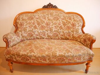 Historická elegantní pohovka/sofa, 19./20.stol.,masiv, řezby - 7