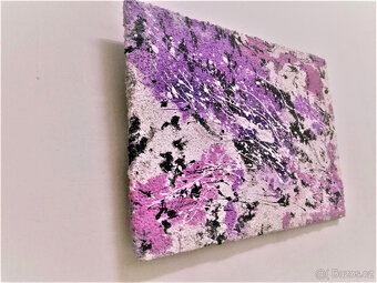NOVÝ - obraz z kamínků malba - fialový - 7