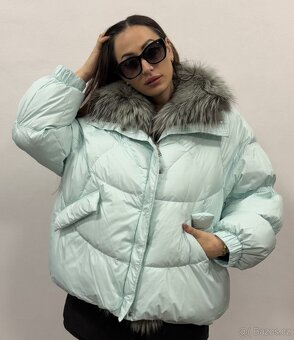Dámská péřová bunda s pravou liščí kožešinou - 7