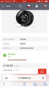 Vnitrni ventilator VALEO715245 pro Ford Focus rv 2006, 1,8 - 7