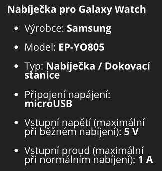 Samsung Galaxy Watch - nabíječka EP-YO805 dokovací stanice - 7