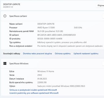Prodám Herni PC Ryzen5 5500 a GTX 1660 SUPER OC 6GB Vram - 7
