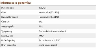 Stavební pozemek Hroubovice 761m2 LEVNĚ - 7