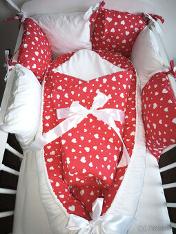 Nová souprava do postýlky srdíčka + bílý velvet - 7