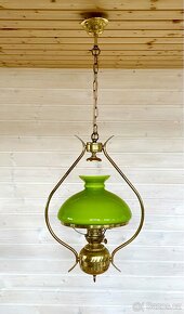 Stará mosazná lampa ve stylu petrolejky - 7