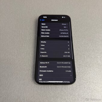 iPhone 15 Pro 256GB black, pěkný stav, 12 měsíců záruka - 7
