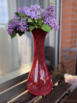Velká tvarovaná váza 32 cm, muránské hutní sklo - 7