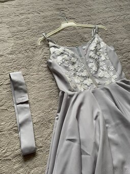 Plesové společenské krátké šaty se zdobením - bílé/šedé - 7