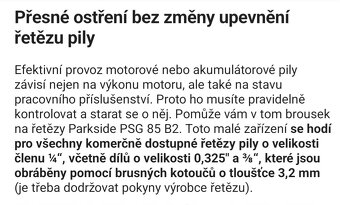 Aku bruska na broušení řetězů Parkside - 7