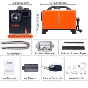 VEVOR- naftové nezávislé topení 12V 5/8 KW - 7