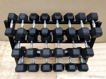 jednoručky činky - HEXA - sada 375kg + STOJAN - 7