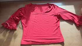 Červená halenka, tričko s mašličkami M - XL - 7