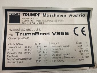 Ohraňovací lis Trumpf V85S - 7