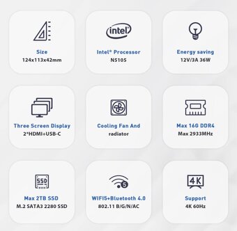 Mini PC Beelink U59 s Intel N5105 T 2,9GHz 8GB 500GB - 7