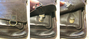 Vintage hnědá kožená pánská taška - 7