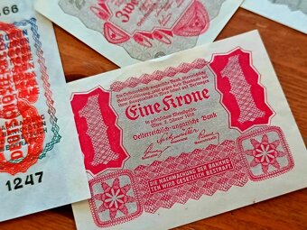 Staré bankovky Rakousko-Uherska (50, 20, 10, 2, 1 koruna) - 7