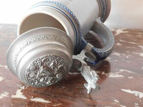 Starožitný historický cyklistický kameninový korbel - bier s - 7